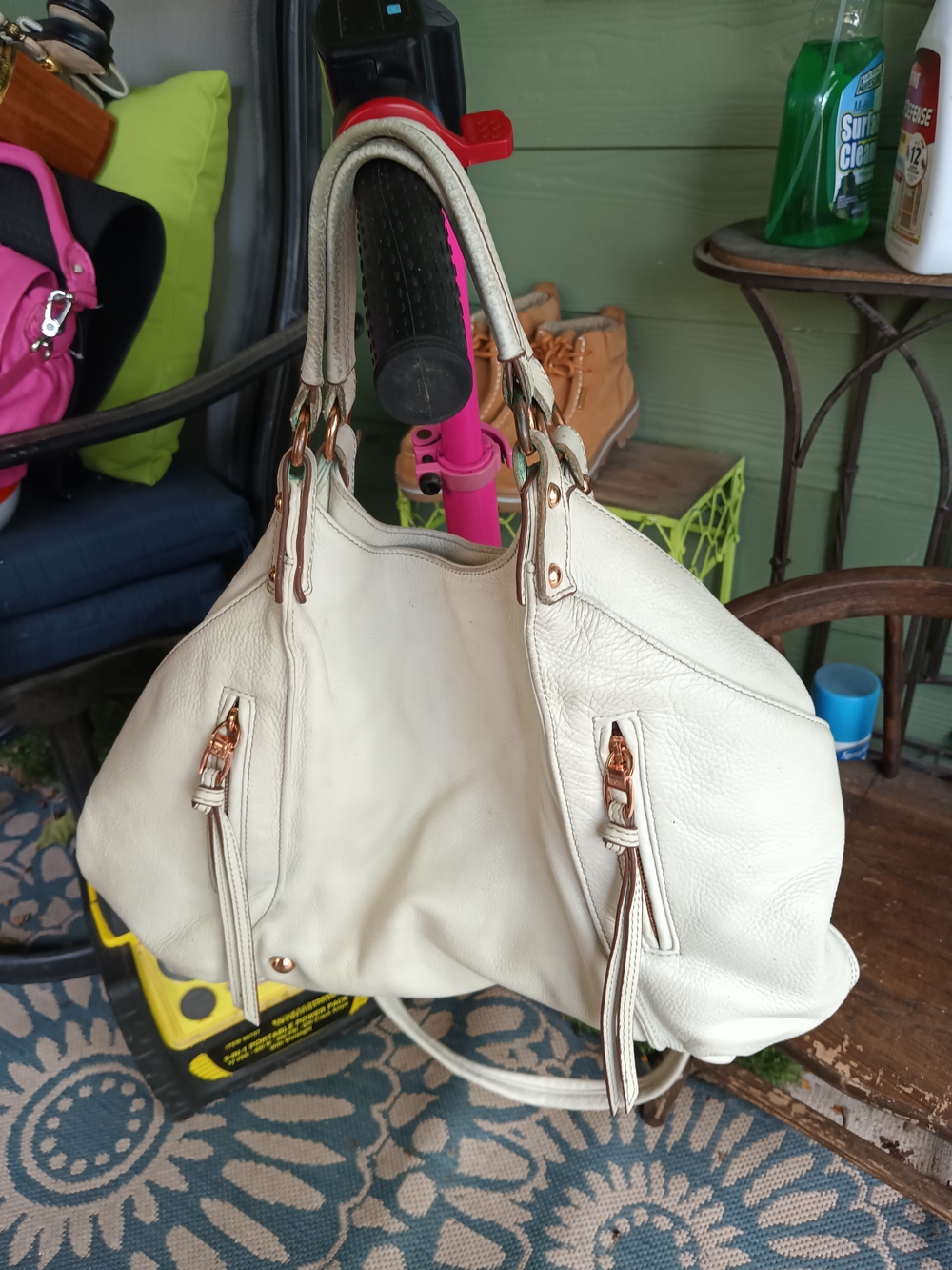 Vintage Kooba Cream Leather Hobo with Rose Gold Hardware